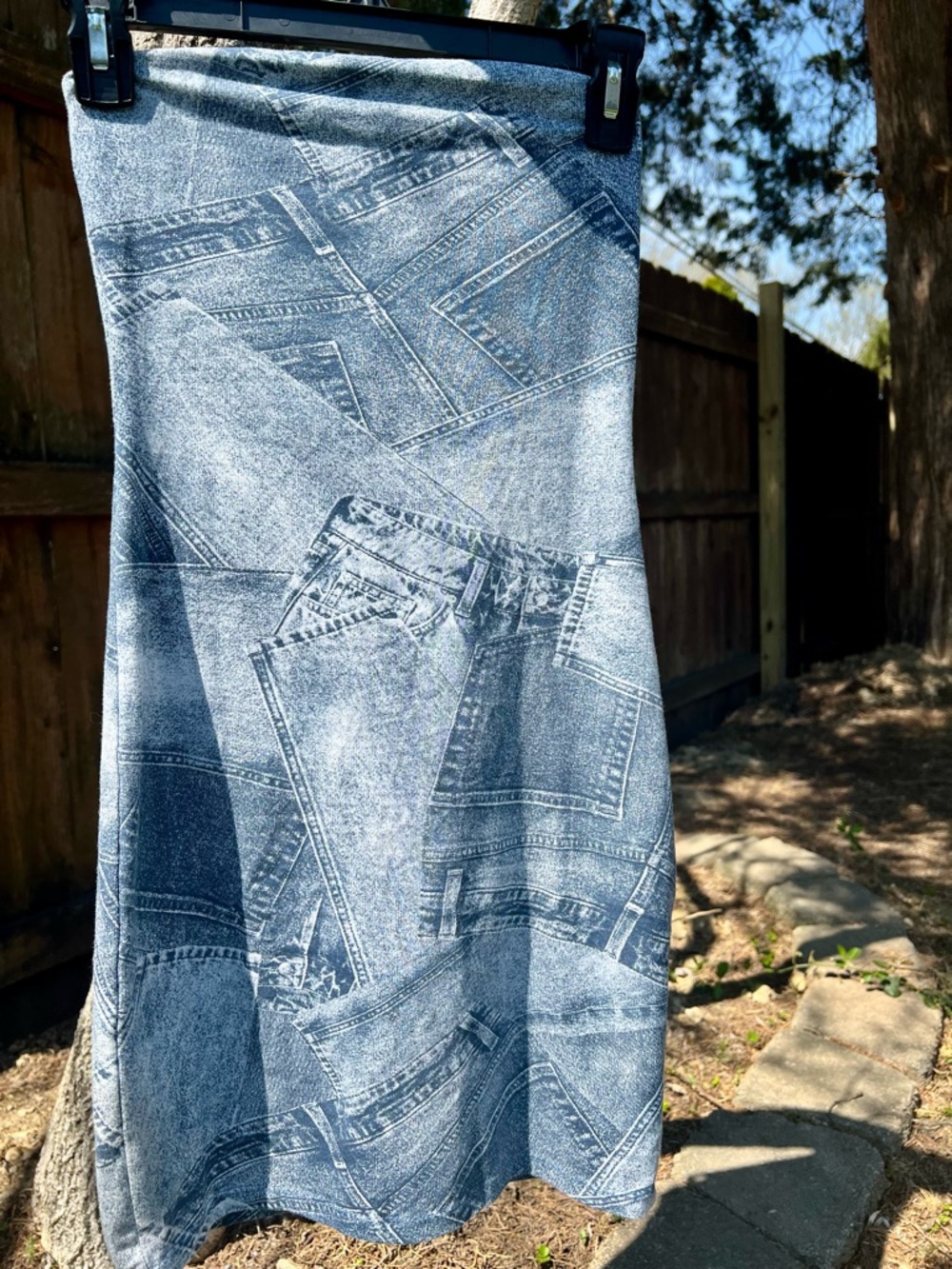 NWOT H&M denim jean print Tube Dress navy blue y2k baddie Britney Spears core XS